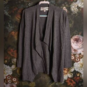 Max Studio gray waterfall cardigan extra fine 100% merino wool size XL